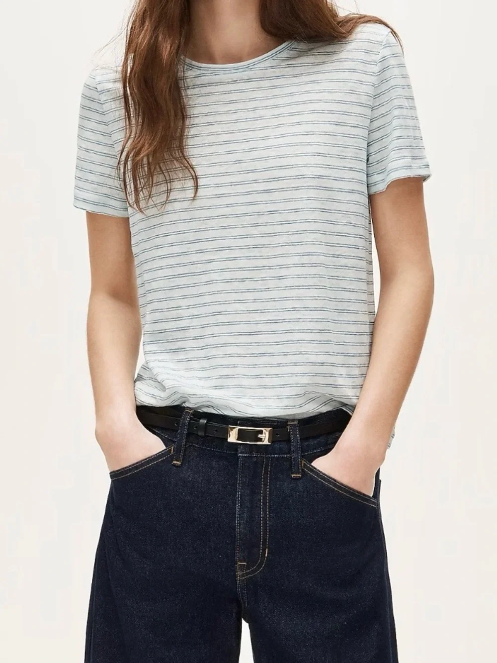 NWT J Crew Relaxed Linen T-shirt in stripe, size Medium